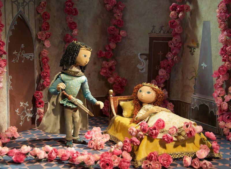  Dornröschen, nachempfundenes Trickfilmset mit Originalfiguren des Deutschen Instituts für Animationsfilm - DIAF